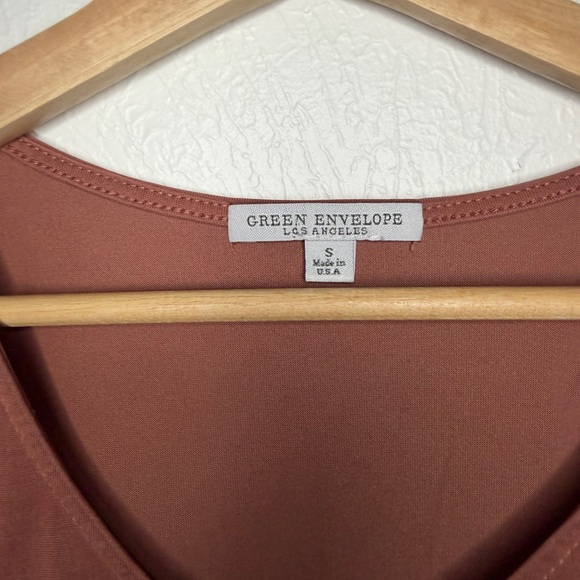 Soft Cottage Spring Women's Rust Ruffle-Hem V-Neck Top - Picture 2 of 5